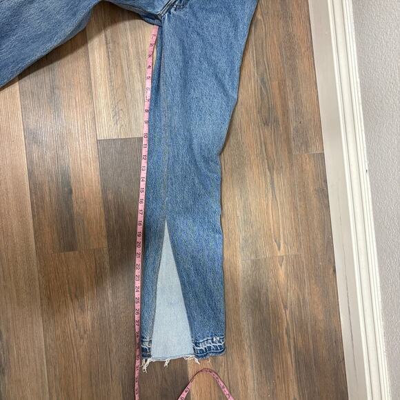 EB Denim Farrah Flare Button Fly Retro Jeans Light Blue Wash Split Hem - Picture 12 of 12